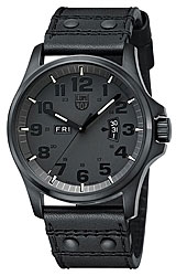 Luminox Field Day/Date Series Blackout (Oversized), Black Dial, Black Leather Strap