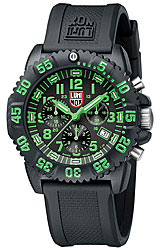 Luminox Colormark Chronograph Series Black Dial - Green Hands and Markers (3097)