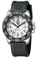 Luminox Steel COLORMARK Navy Seals Dive Watch White Dial/Black Numerals, Steel Case and Rubber Strap (3157)