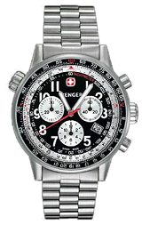 Wenger Commando SR 'Slide Rule' Chronograph Black & Silver Dial, Steel Bracelet (70877)