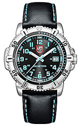 Luminox Ladies Steel COLORMARK Series - 38mm Black Dial w/ Blue Numerals, Black Leather Strap (7253)