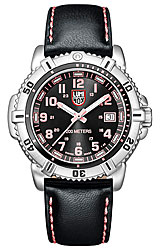 Luminox Ladies Steel COLORMARK Series - 38mm Black Dial w/ Pink Numerals, Black Leather Strap