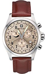 Wenger TerraGraph Power Reserve Alarm Antique Silver Dial with Brown Leather Strap (72750)