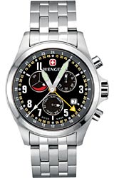 Wenger TerraGraph Power Reserve Alarm Black Dial with Stainless Steel Bracelet