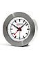 Mondaine Night Vision Travel Alarm Clock White Dial, Brushed Aluminum Case, Leather Travel Pouch