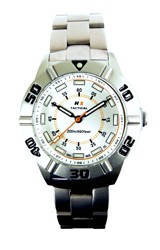 H3 Tactical Lady Commander Tritium Watch White Silver Dial, Green Tritium, Steel Case & Bracelet (H3-301711L-09)