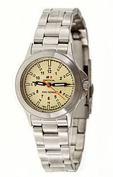 H3 Tactical Ladies Tritium Illuminated Sport Watches, Lady Trooper Collection Cream Dial, Steel Bracelet