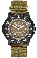 Traser Commander 100 Pro Black PVD Titanium White Tritium Illumination, Olive Dial & Nylon Strap