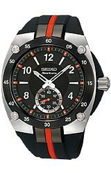 Seiko Sportura Analog Sport Strap Watch Black Dial with Sweep Second Subdial, Polyurethane Strap