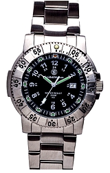 Smith & Wesson Tritium Aviator Watch Stainless Steel Case & Bracelet, Black Dial