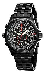 Torgoen Swiss T1 Computer Flight Watch Black Dial, Black PVD Steel Case & Bracelet (T01206)