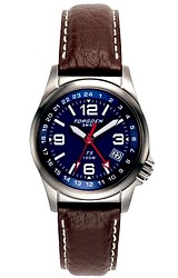 Torgoen Swiss Ladies T5 Zulu Time Blue Dial/Brown Leather Strap (T05504)