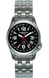 Torgoen Swiss Ladies T5 Zulu Time Black Dial/Stainless Steel Bracelet