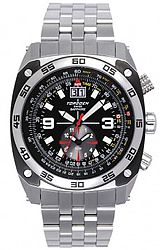 Torgoen Swiss T7 Dual Time Flight Computer Watch Black Dial and Stainless Steel Bracelet (T07201)
