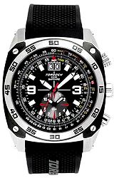 Torgoen Swiss T7 Dual Time Flight Computer Watch Black Dial and Signature Dive Strap (T07301)