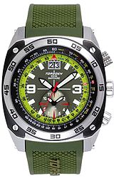 Torgoen Swiss T7 Dual Time Flight Computer Watch Green Dial and Signature Dive Strap (T07303)