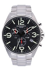 Torgoen Swiss T16 Series Professional Pilot's Chronographs All Stainless Steel Case & Bracelet, Black Dial (T16201)