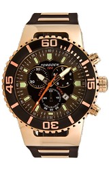 Torgoen Swiss T24 Collection Dive Chronographs Goldtone Case and Strap Inserts, Black Dial, Polyurethane Strap (T24302)