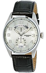 Torgoen Swiss T29 Retro-Grade Aviation Watch Silver Patterned Dial, Black Leather Strap (T29101)