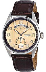 Torgoen Swiss T29 Retro-Grade Aviation Watch Champaign Patterned Dial, Brown Leather Strap (T29102)
