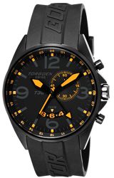 Torgoen Swiss T30 Collection ZULU Time Alarm Pilot's Watches Blackout Style Black Dial with Orange Markers and Hands, Dive Strap (T30304)