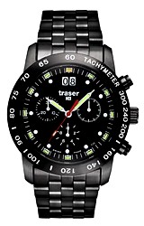 Traser Classic Big Date Chronograph Black PVD Case and Bracelet, Green Tritium Illumination (t4004-357-35-01)
